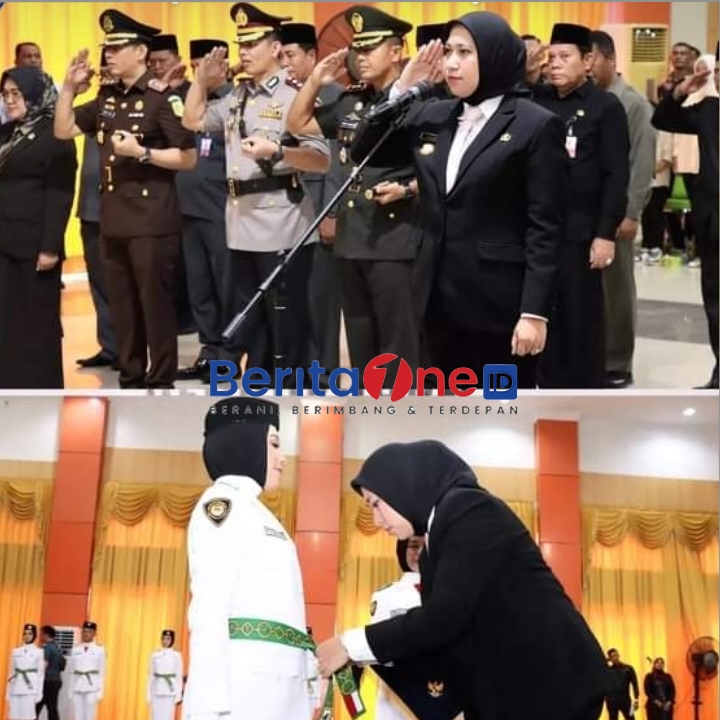 Pasukan Pengibar Bendera Pusaka Kabupaten Inhu Tahun 2024 di Kukuhkan Bupati Rezita