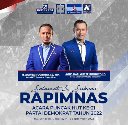 Demokrat Riau Usulkan AHY Capres 2024 di Rapimnas