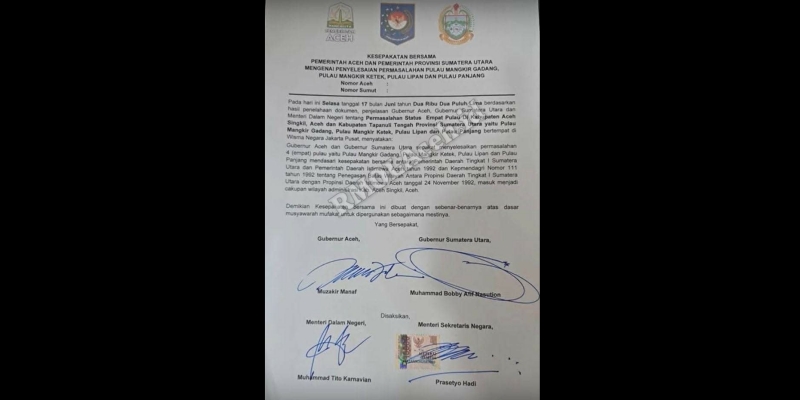 Terungkap, Isi Kesepakatan Pemprov Aceh dan Sumut terkait 4 Pulau