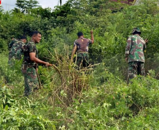 Kodim 0302/Inhu Adakan Pemeliharaan Lahan Untuk Ketahanan Pangan