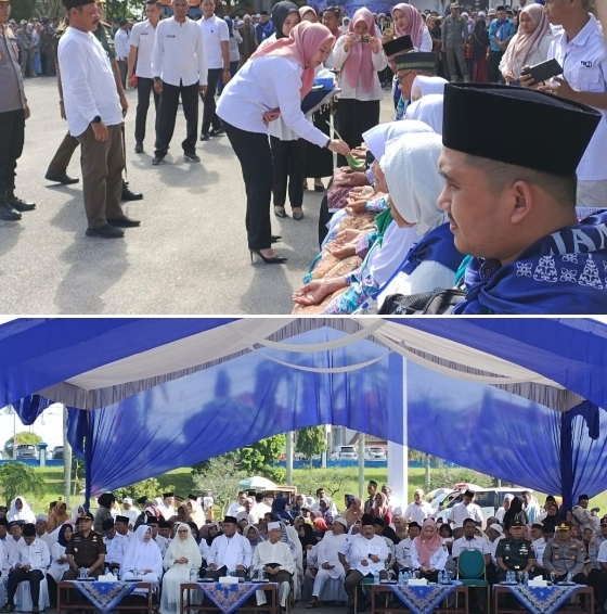 Diacara Tepung Tawar, Bupati Inhu Lepas 220 Calon Jemaah Haji ke Tanah Suci