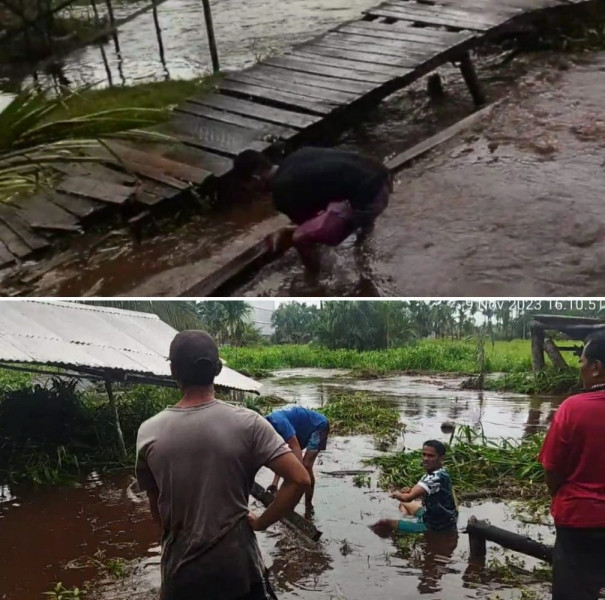 2 Jembatan di Desa Bantaiyan Ambruk, Masyarakat Mintak PT GIN Tanggung Jawab