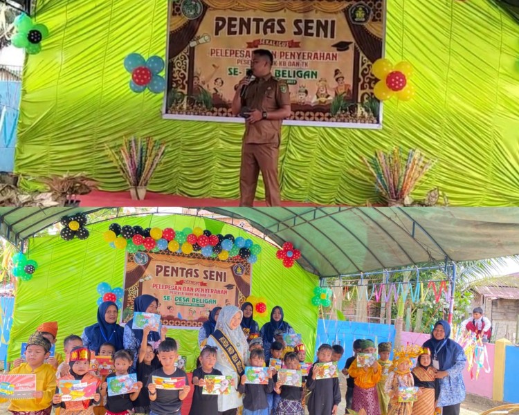 Haru dan Bangga Warnai Pentas Seni dan Perpisahan TK se-Desa Beligan