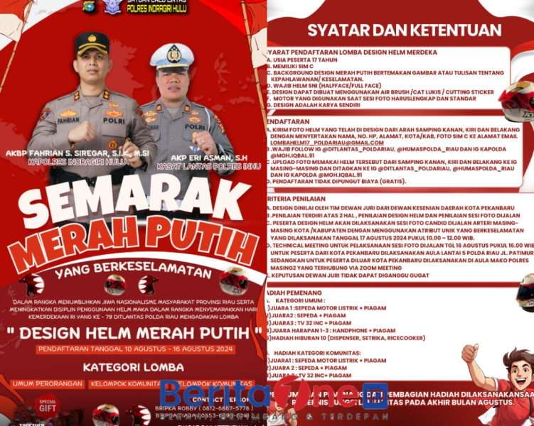 Ditlantas Menggelar Lomba Desain Helm Merah Putih Akan Dimulai, Berikut Syaratnya