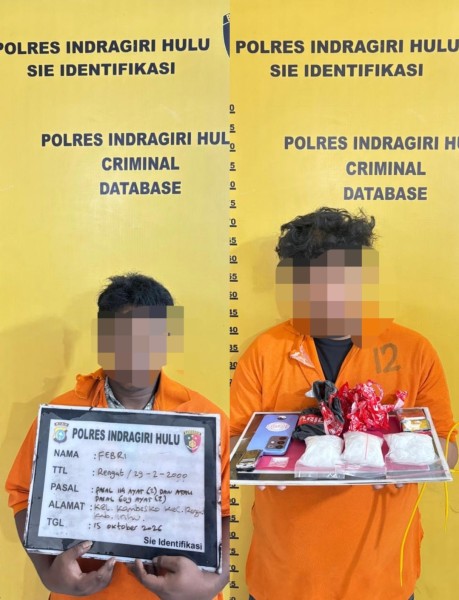 Polres Inhu Bekuk Dua Terduga Pengedar Sabu, 303 Gram Barang Bukti Diamankan