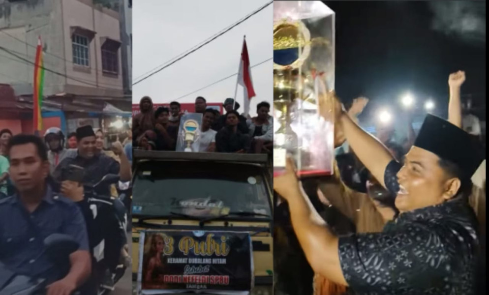 Dodi Nefeldi Bersama Ribuan Masyarakat Inhu Kompoi Antarkan Piala Jalur 3 Putri Keramat Dubalang Hitam