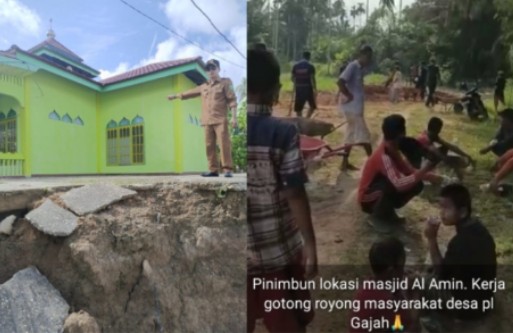 Selamatkan Masjid Al-Amin di Rengat Dari Abrasi, Rumah Warga Banyak Masuk Sungai Indragiri