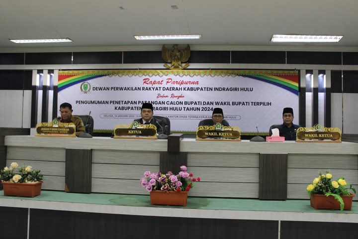 Sabtu Pradansyah Sinurat Pimpin Rapat Paripurna DPRD Inhu, Tetapkan Ade Agus Hartanto-Hendrizal