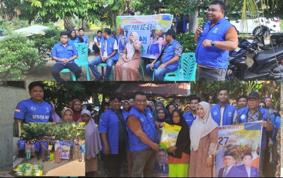 Lewat Bantuan Pangan, Warga Desa di Inhu Rasakan Kehangatan di Tengah Perayaan HUT PAN ke-27 dan HUT RI ke-80