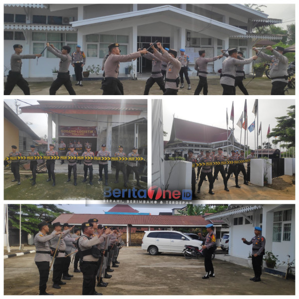 Polres Inhu Latih Personel Pengamanan KPU dan Gudang Logistik
