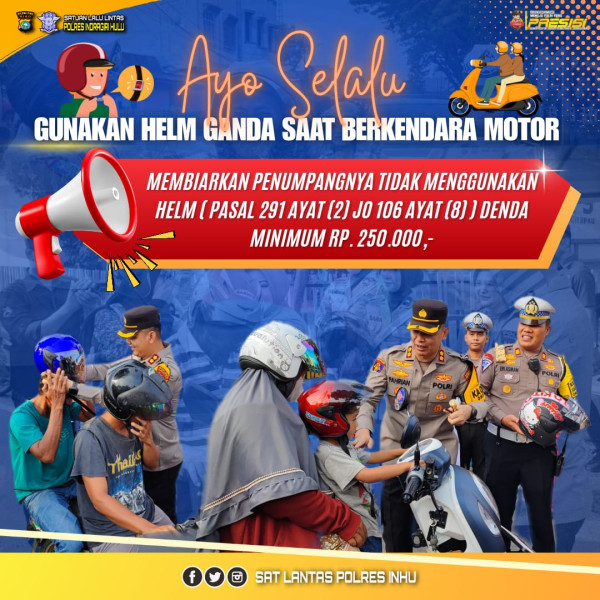 Satlantas Inhu Perketat Aturan: Pengendara Motor Wajib Gunakan Helm Ganda