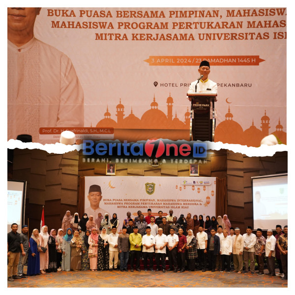 Dihadiri Puluhan Mahasiswa Internasional, Rektor UIR Buka Puasa Bersama JMSI Riau