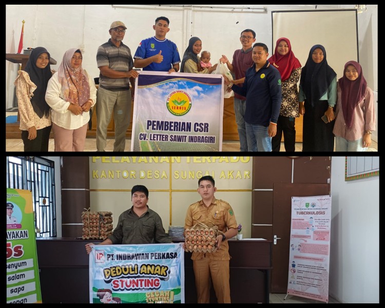 PT Indrawan Perkasa dan CV Leter Sawit Indragiri Salurkan Bantuan untuk Anak Stunting di Sungai Akar