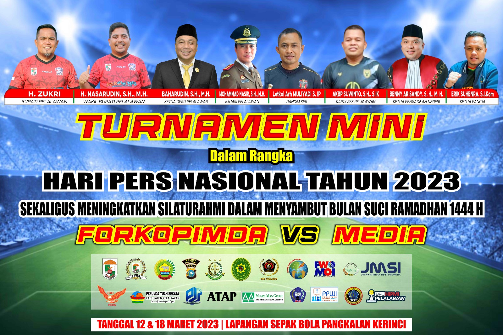 Bertajuk HPN Tahun 2023, Organisasi Media Pelalawan Gelar Turnamen Mini Forkopimda Vs Wartawan