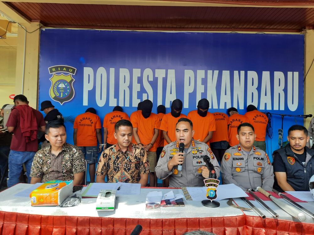 Polresta Pekanbaru Tangkap 12 Anggota Geng Motor, 8 Masih Bawah Umur