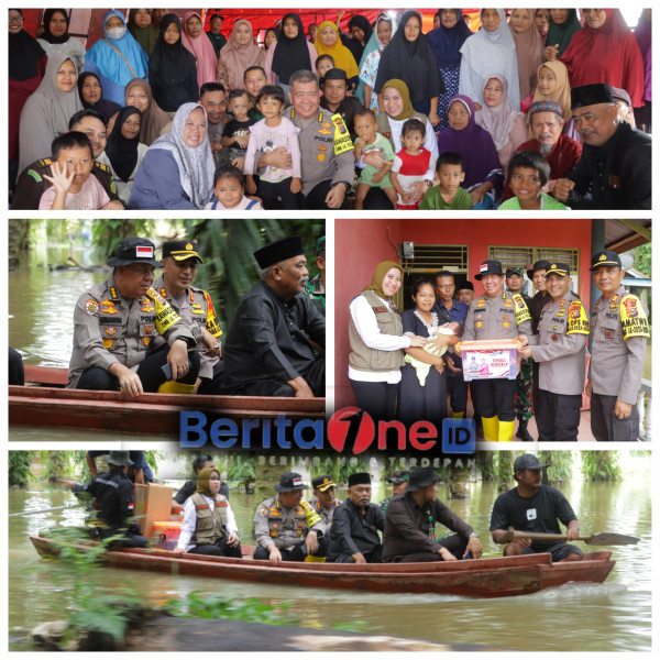 Kapolres Inhu dan Irwasda Polda Riau Beri Bantuan ke Korban Banjir
