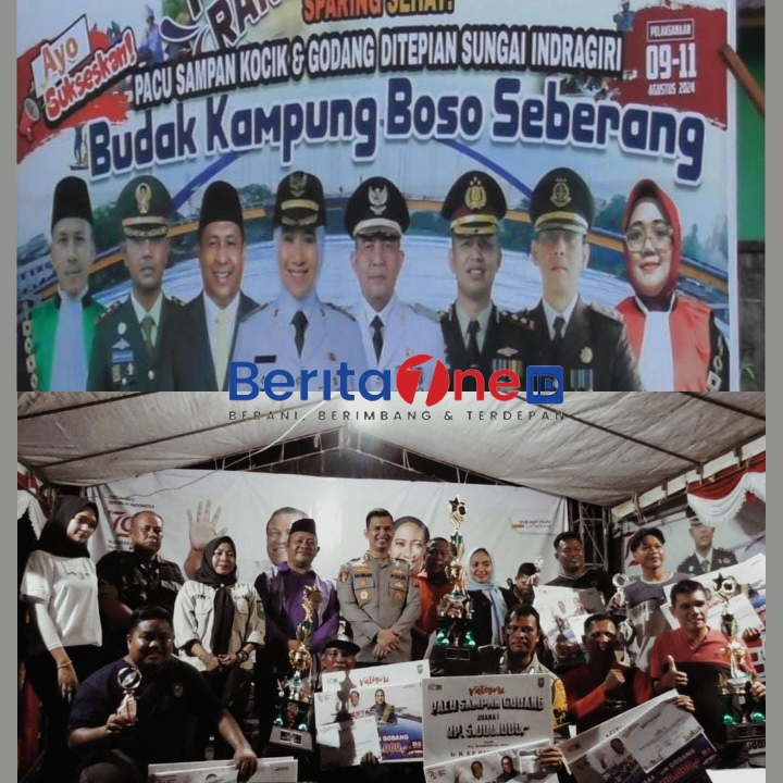 Pacu Sampan Kocik dan Godang Ditepian Sungai Indragiri Rengat Berlangsung Meriah