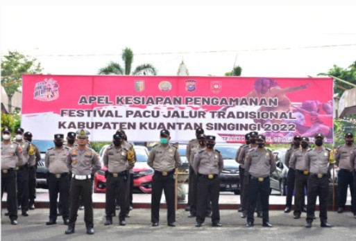 Polres Kuansing Melaksanakan Apel Kesiapan Pengamanan Event Nasional Festival Pacu Jalur