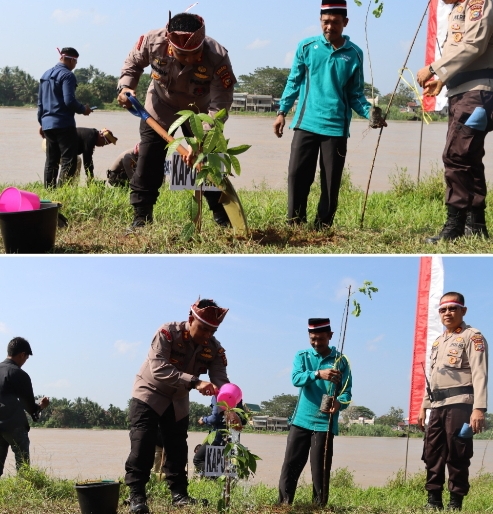 Peduli Penghijauan, Polres Inhu Gelar Penanaman Pohon Serentak se-Indonesia