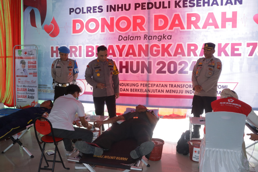 Donor Darah Hari Bhayangkara, Polres Inhu Kumpulkan 45 Kantong