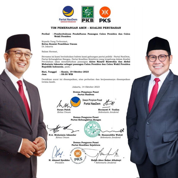 Gagal Dijegal, Anies-Cak Imin akan Diantar Puluhan Ribu Massa ke KPU