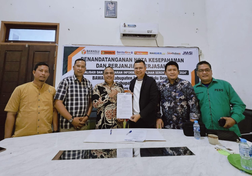 Edukasi Informasi Pilkada, Bawaslu Inhu MoU dan MoA dengan JMSI