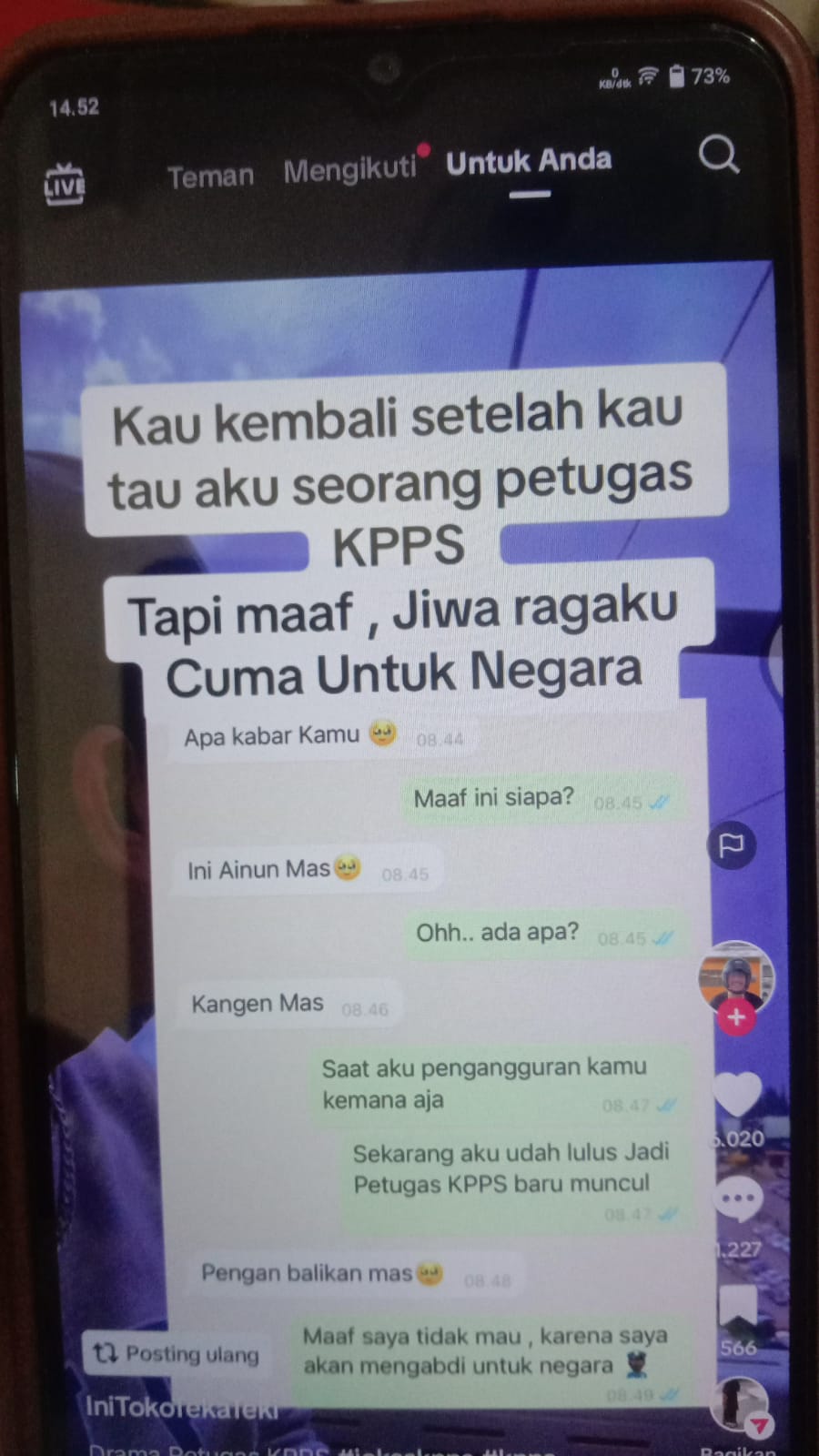 KPPS Viral, Sebut Abdi Negara Sampai Tolak Mantan Pacar