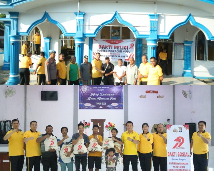 Semangat Bhayangkara ke-79, Polres Inhu Rangkul Harmoni Lewat Aksi Sosial di Rumah Ibadah