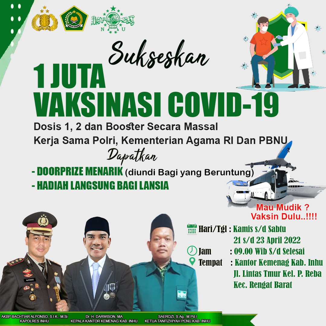 Kolaborasi Polri, Kemenag dan PBNU, Program 1 Juta Vaksinasi Dimulai Besok