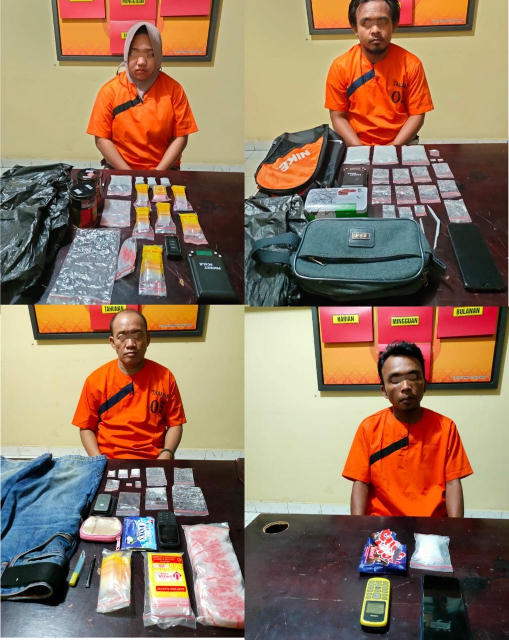 Polsek Peranap Amankan Empat Pengedar Sabu, Diduga Dipasok Dari Pekanbaru