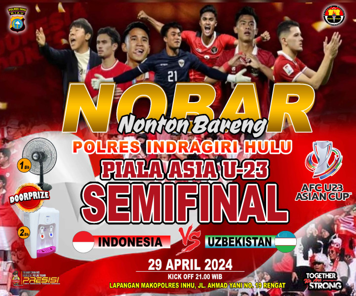 Kapolres Inhu Ajak Masyarakat Nobar Timnas U-23 di Mako Polres Inhu, Ada Hadiah Menarik