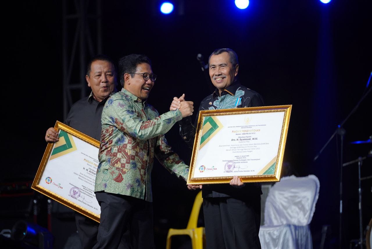 Peduli Ekonomi Desa, Gubernur Syamsuar Terima Penghargaan