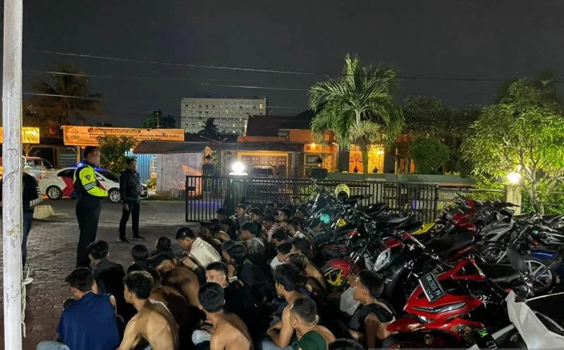 Puluhan Remaja dan Sepeda Motor diamankan Polisi Pekanbaru Saat Balap Liar