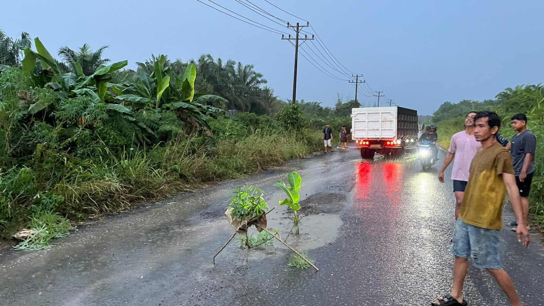 Jalan Sungai Rawa Rusak Parah, Marka Minim, Truk Bermuatan Besar Terus Melintas