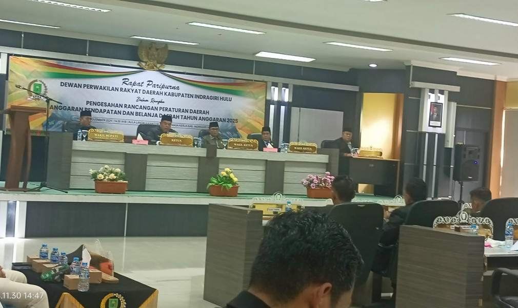 Rapat Paripurna, DPRD Inhu Sahkan Rp1,6 Triliun Lebih RAPBD Tahun 2025