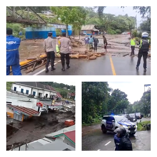 Jalan Lintas Bukittinggi-Padang Putus Akibat Banjir Lahar Dingin Gunung Marapi