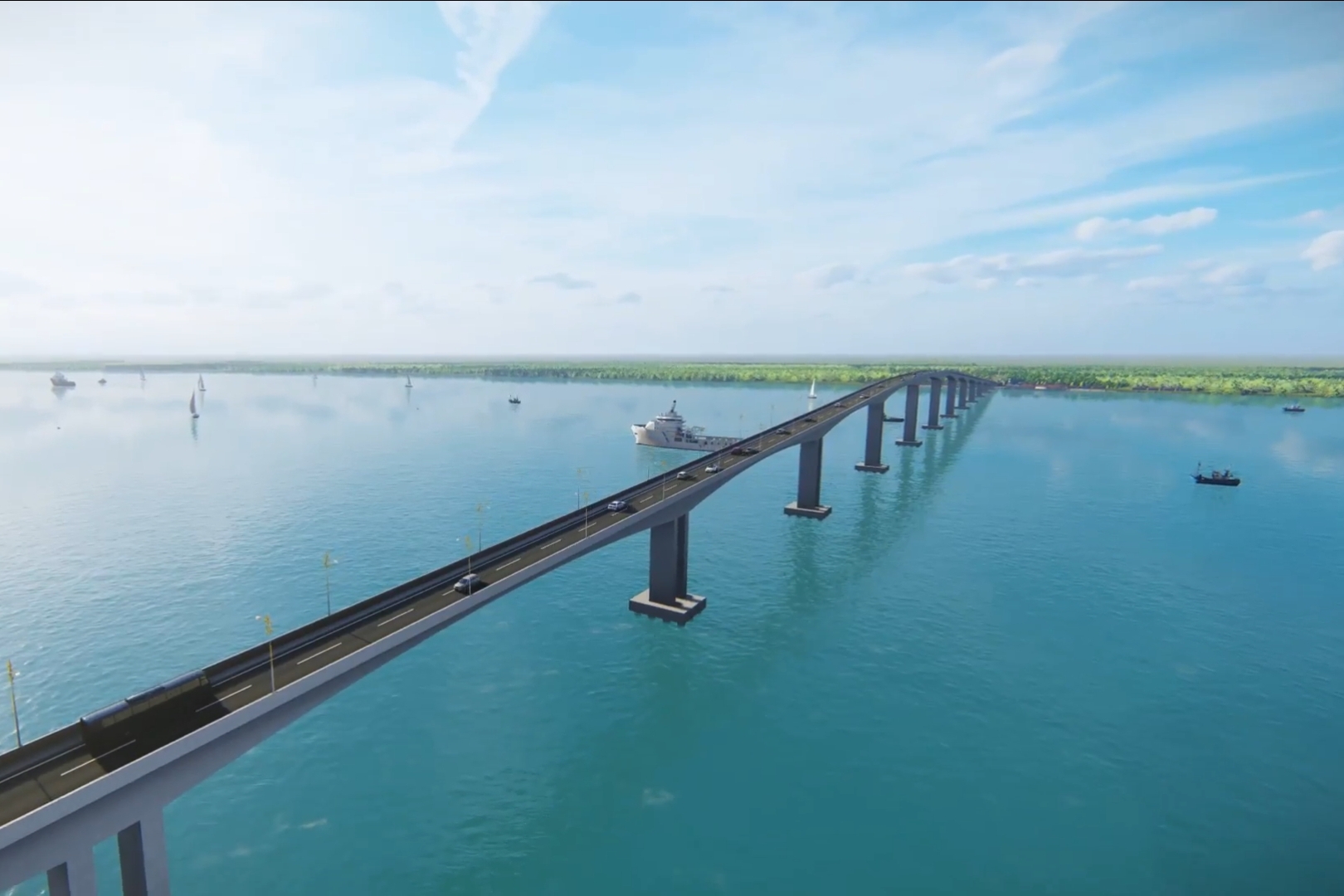 Gubri Tinjau Lokasi Pembangunan Jembatan Bengkalis-Kepulauan Meranti