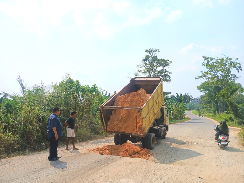 Maknai Kemerdekaan dengan Kerja Nyata, Ketua DPRD Inhu Perbaiki Jalan Telok Erong Pakai Dana Pribadi