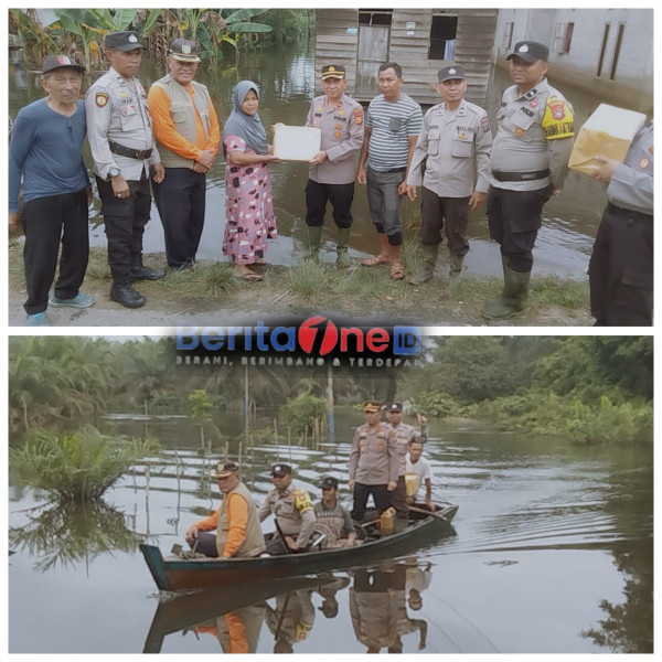 Polsek Rengat Barat Gunakan Sampan Saat Cooling System Pemilu Damai