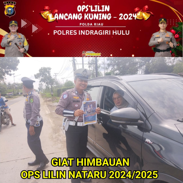 Satlantas Polres Inhu Jaga Kelancaran Arus Lalu Lintas Nataru dengan Pembagian Brosur Keselamatan