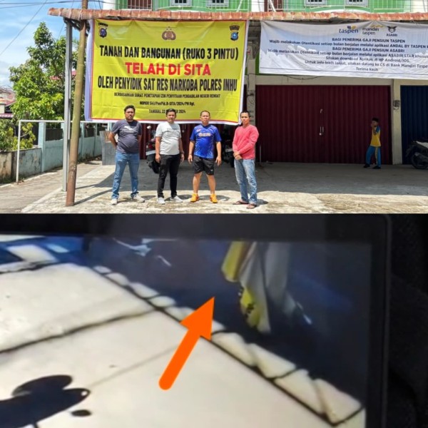 Tegas! Polres Inhu Pasang Ulang Spanduk Sitaan Aset Ratu Narkoba, Pelaku Dikenal