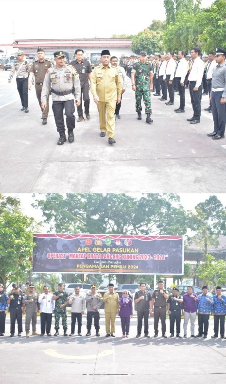 Wabup Inhu Menghadiri Apel Gelar Pasukan Operasi Mantap Berata Lancang Kuning 2023-2024