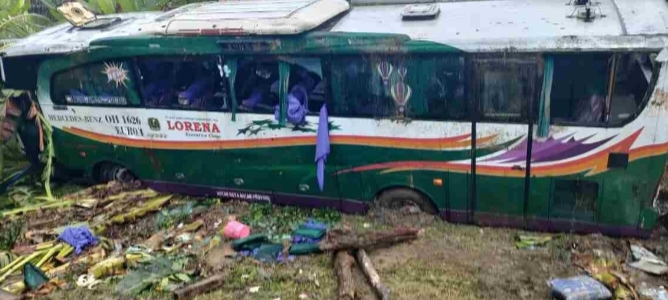 Bus Lorena Terbalik di Inhu, Dua Penumpang Tewas